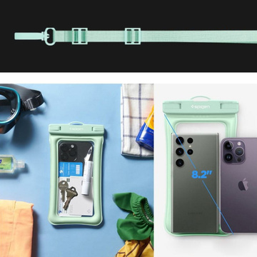 Etui wodoszczelne na telefon 6,9" uniwersalne Spigen A610 Universal Waterproof float case przezroczysto-miętowe