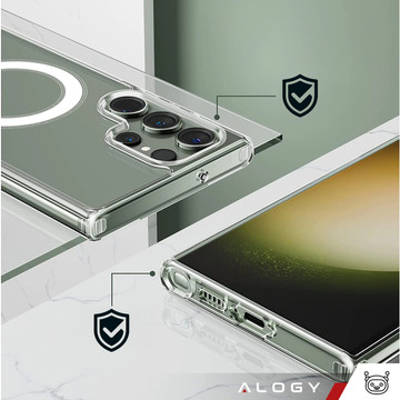 Hülle für Samsung Galaxy S24 Ultra Mag Safe Case Rückseite Gehäuseabdeckung Anti-Shock Clear Alogy Transparent