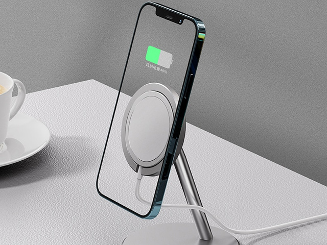 Uchwyt stojak do ładowarki Qi MagSafe na biurko Alogy do iPhone 12 13 14 Srebrny