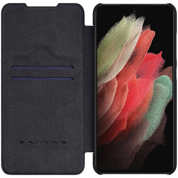 Etui portfel skóra Nillkin Qin do Samsung Galaxy S21 FE 2021 Black