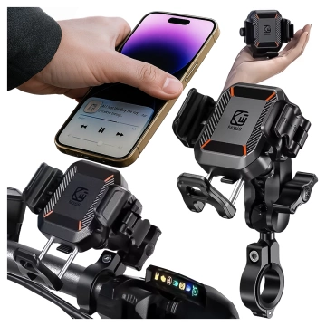 KEWIG M11B Motorradhalterung für Telefon mit QC 3.0 15W Qi-Ladegerät Schwarz