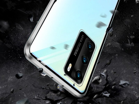 Dr.Fit doppelseitige magnetische Glashülle für Huawei P40 Silber