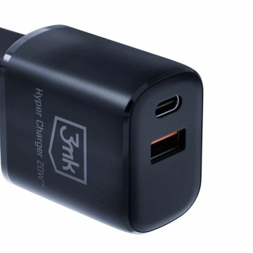 3mk HyperCharger 20W Wandladegerät 1xUSB-C 1xUSB-A PD/QC Schwarz