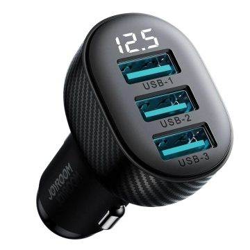 Joyroom JR-CCD03 Autoladegerät 3x USB-A 17W mit Display – Schwarz