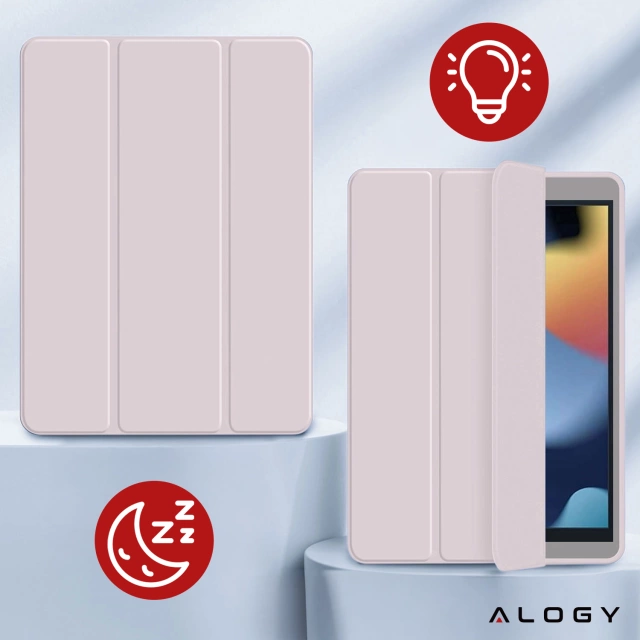 Etui do Apple iPad 10.2 9 gen 8/7 2021/2020/2019 Smart Pencil Case Alogy TPU obudowa na tablet Różowe + Szkło Hartowane