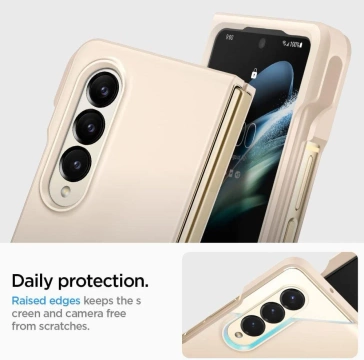 Es passt mit dem Spigen Thin Fit Pen auf das Samsung Galaxy Z Fold 4 Pearled Ivory