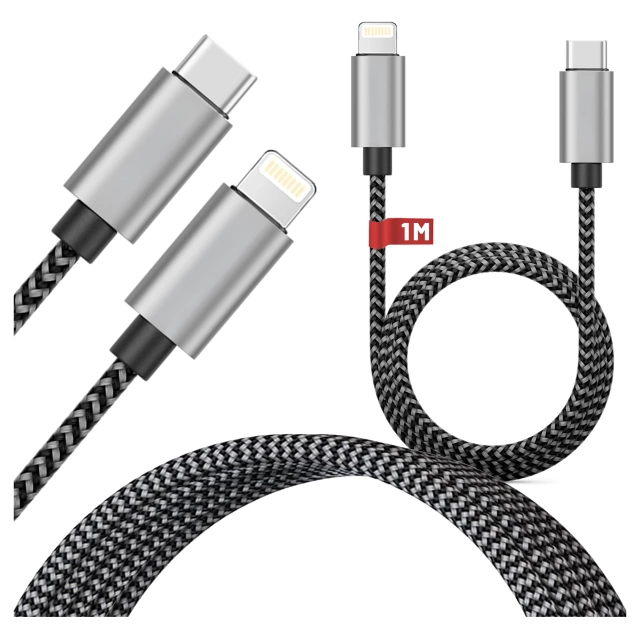 Kabel Zasilający USB-C do Lightning 27W 1m, Szybkie Ładowanie PD, Trwały i Elastyczny Przewód Kompatybilny z iPhone i iPad, Alogy MagiCharge™ – Czarny
