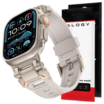 Alogy Luxus-Metall-TPU-Armband für Apple Watch 42/44/45/49 mm, Beige
