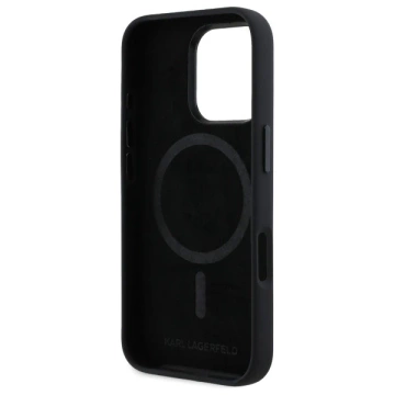 Etui Karl Lagerfeld für iPhone 16 Pro 6,3" Czarny Hardcase Silikon Shadow Metal Initial MagSafe