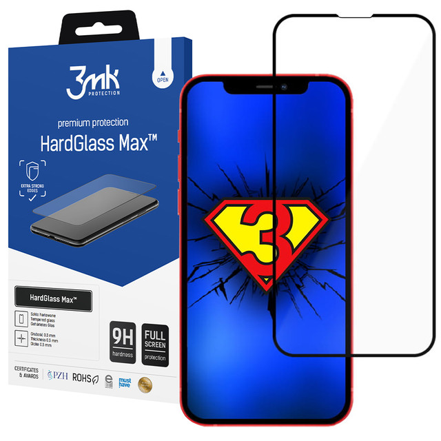 Szkło hartowane na ekran 3mk HardGlass Max do Apple iPhone 13/ 13 Pro/ 16e Black