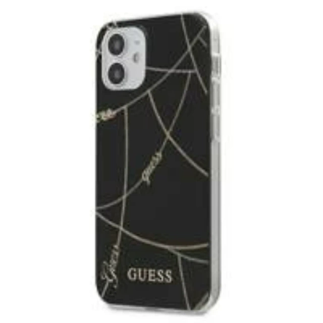 Guess GUHCP12SPCUCHBK iPhone 12 mini 5,4&quot; schwarz / schwarz Hardcase Gold Chain Collection