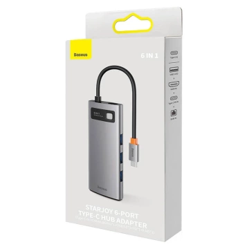 Hub 6w1 Baseus StarJoy Serie, USB-C für HDMI 3 x USB 3.0 USB-C PD RJ45