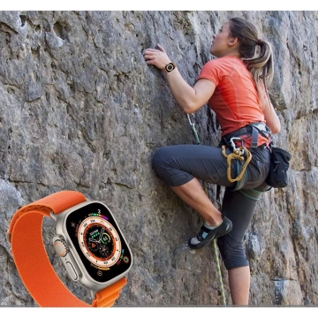 NYLON PRO APPLE WATCH 4 / 5 / 6 / 7 / 8 / SE / ULTRA (42 / 44 / 45 / 49 MM) SCHWARZ / ORANGE