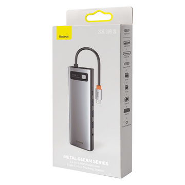 Hub 11w1 Baseus Metal Gleam Series, USB-C für 3x USB 3.0 2x HDMI USB-C PD Ethernet RJ45 microSD/SD VGA AUX
