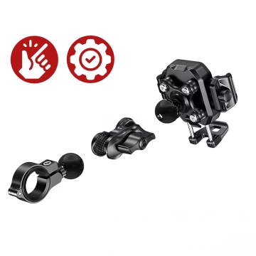 KEWIG M11B Motorradhalterung für Telefon mit QC 3.0 15W Qi-Ladegerät Schwarz