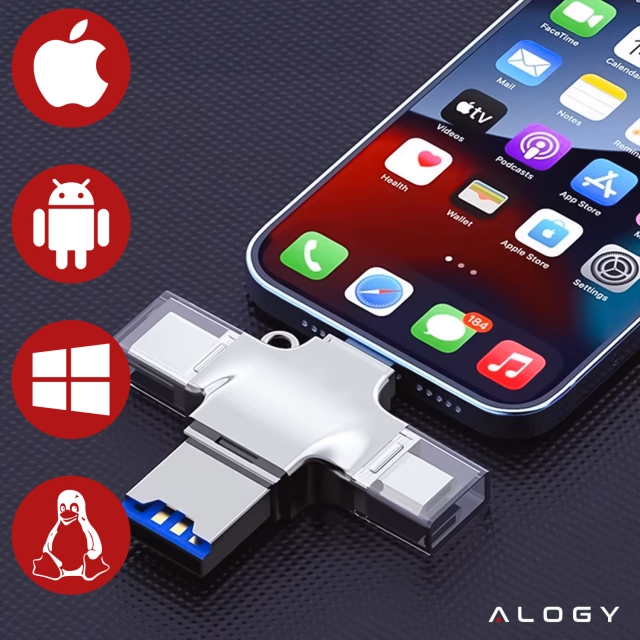 Czytnik kart SD Alogy SmartRead Pro 4w1 adapter USB3.0 do TF / Lightning / USB-C / micro USB