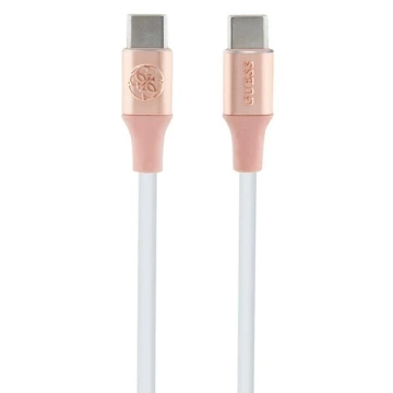Guess USB-C auf USB-C Kabel 1,5m, Silikon, Schnellladung, Pink