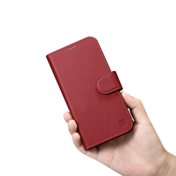 iCarer Wallet Case 2in1 für iPhone 14 Pro Max Leder Flip Cover Anti-RFID Rot