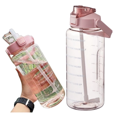 Große Flasche, Trinkflasche Alogy MotivHydro Motivational Messbecher 2l 2000ml Pink