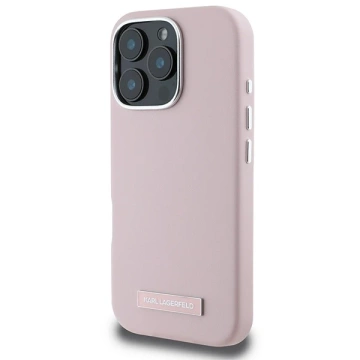 Karl Lagerfeld Hülle für iPhone 16 Pro Max 6,9" Rosa MagSafe Hardcase FW Metallplatte