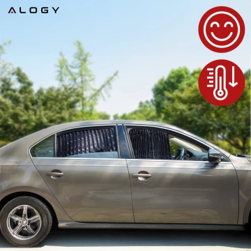 Osłona Magnetyczna kurtyna roleta na szyby przednie boczne do auta samochodu przeciwsłoneczna ochrona UV Czarna [2szt]