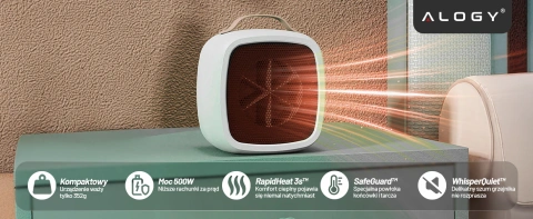 Elektroheizung Farelka Heizlüfter Mini 500W Heizung Schreibtischheizung für Alogy weiß