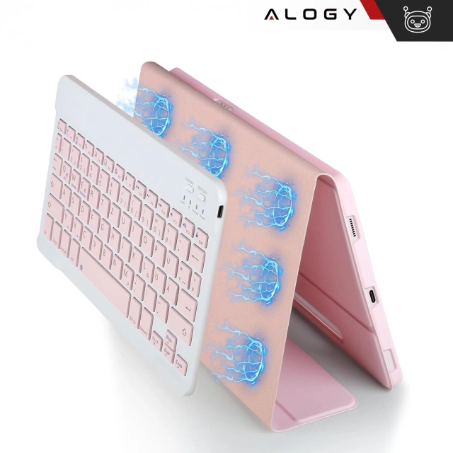 Etui z klawiaturą z miejscem na rysik do Samsung Galaxy Tab S9 FE 10.9" Alogy Keyboard Case Różowe