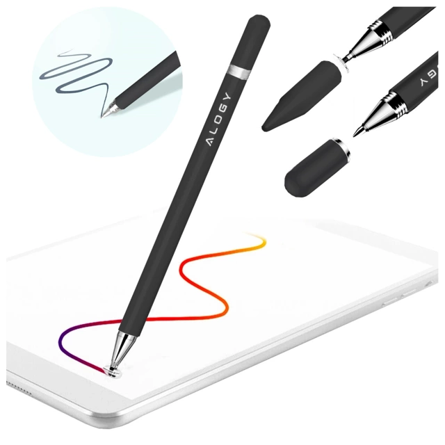 Alogy 2-in-1 kapazitiver Touch-Stift für Telefon-Tablet-Bildschirm mit Stift Schwarz