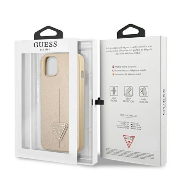 "Etui Guess GUHCP14SPSATLE für Apple iPhone 14 6,1\" beżowy/beige Hardcase SaffianoTriangle Logo"