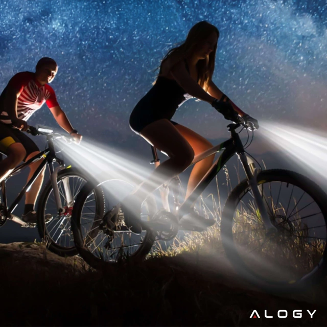 Lampka rowerowa przednia halogen LED światło oświetlenie roweru na przód rower kierownicę Mocna 900lm Alogy 610 czarna