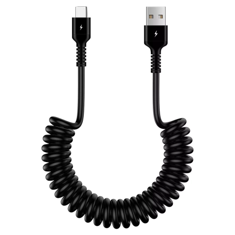 Alogy Spiral-Autoladekabel 66W 5A 150cm USB auf USB-C schwarz