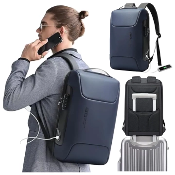 Bange Wasserdichter Diebstahlsicherer Rucksack für 15,6"-Laptops, ideal für Stadtreisen, 48 x 30 x 16 cm, für Arbeit und Flugreisen, für Damen und Herren, mit USB-Anschluss und Zahlenschloss, Marineblau