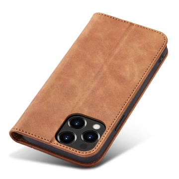 Magnet Fancy Case Hülle für iPhone 13 Pro Tasche Kartenetui Kartenständer Braun