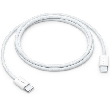 USB-C-Typ-C-Kabel, stark, schnell, 60 W, PD, 1 m, für iPhone 15/Pro/Max, iPad, MacBook, Alogy Nylonkabel, weiß