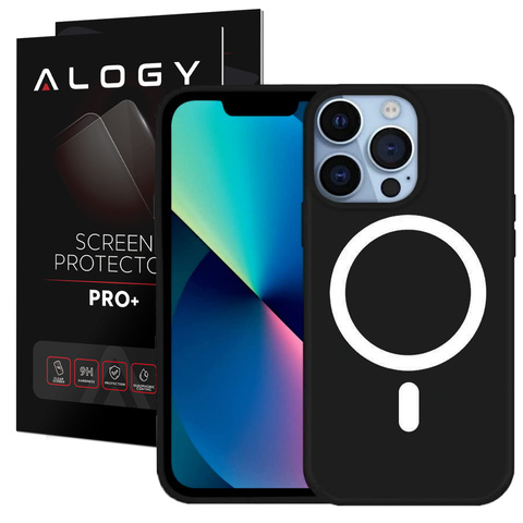 Etui do MagSafe Ultra Slim Mag Alogy do ładowarek Qi do Apple iPhone 13 Pro Czarne + Szkło