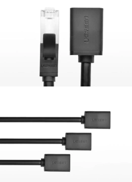UGREEN Ethernet-Verlängerungskabel RJ45 Cat 6 FTP 1000 Mbit/s 2 m schwarz (NW112 11281)