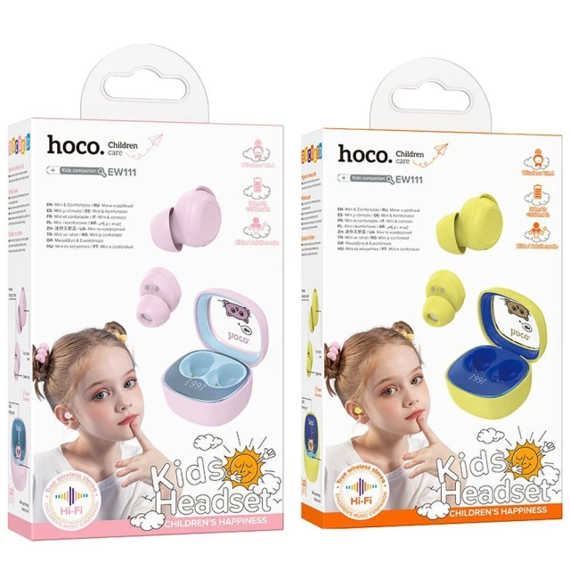 Słuchawki TWS dla dzieci Hoco EW111 Bluetooth 5.4 Żółte