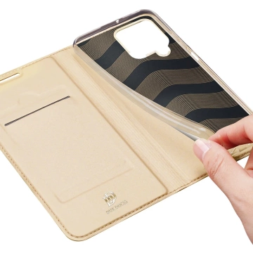 Dux Ducis Skin Pro Holster Cover mit Flip Cover für Samsung Galaxy A22 4G gold