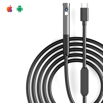 Kamera inspekcyjna endoskopowa podwójna Alogy Duo Cam 1920 Full HD Endoskop Lightning do iPhone, USB-C, micro USB 3m 8mm czarna