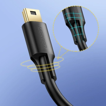 UGREEN 5-poliges vergoldetes USB-Mini-USB-Kabel 0,5 m schwarz (US132)