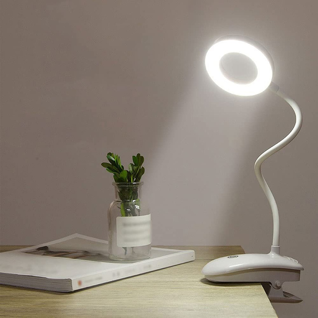 Lampa lampka biurkowa Alogy Desk LED Ring Lamp z klipsem do biurka blatu bezprzewodowa elastyczna Biała