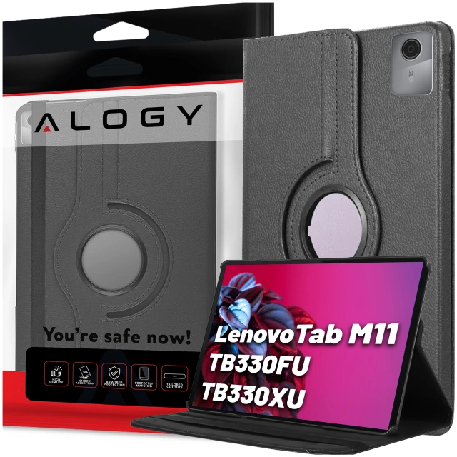 Etui 360 do Lenovo Tab K11 / K11E 11” M11 10.95" TB330FU / TB330XU / TB331FC obrotowe pokrowiec obudowa z klapką na tablet Case Alogy Czarne