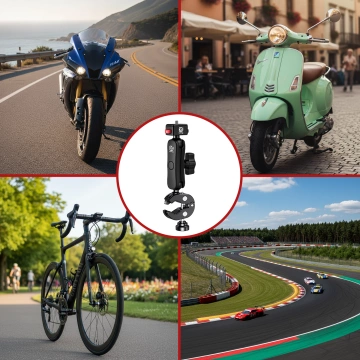 Kewig QuickLock Aluminium-Motorradhalterung für 1/4"-360°-Actionkameras, stabil mit Antivibrationsverriegelung, Schnellklemmbefestigung am Lenker oder Rahmen