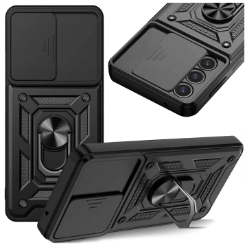 Schutzhülle für Samsung Galaxy S25 Ultra Armored Slide Case Ring Camera Protection Camshield Alogy Schwarz