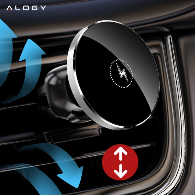 Uchwyt samochodowy 2w1 z ładowarką indukcyjna Alogy Airvent MagSafe QI Charger do MagSafe 15W do kratki Czarny