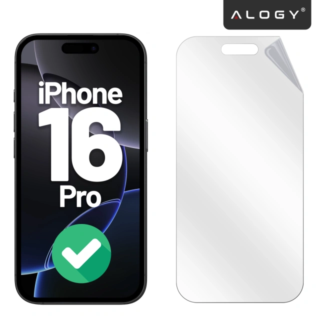 Folia hydrożelowa do Apple iPhone 16 Pro – elastyczna ochrona ekranu, samoregeneracja, pełne dopasowanie i wysoka przejrzystość – Alogy Hydrogel Film™