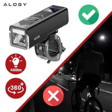 Alogy P12 Fahrradlicht schwarz Fahrradlicht vorne LED-Frontlicht Fahrradbeleuchtung wasserdicht IPX5