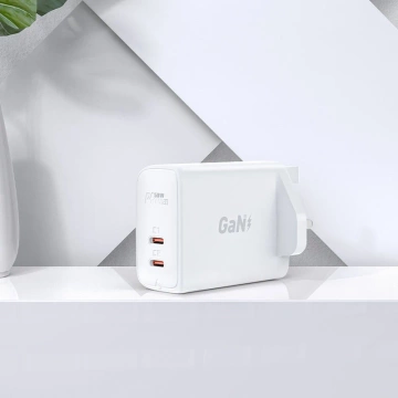 Acefast GaN Wandladegerät (UK Stecker) 2x USB Typ C 50W, Power Delivery, PPS, Q3 3.0, AFC, FCP (A32 UK)