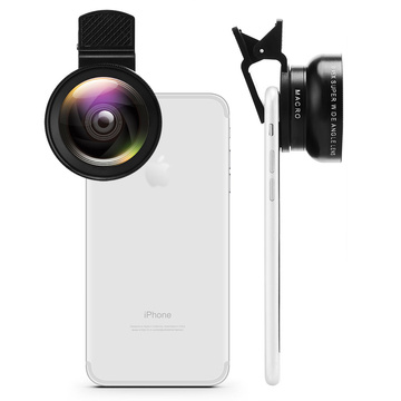 Objektiv Smartphone-Objektiv-Kit 2in1 Alogy Objektivclip 0,45X Makro 12,5X Weitwinkel