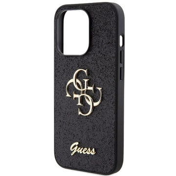 Original GUESS Hardcase GUHCP15LHG4SGK Hülle für iPhone 15 PRO (Fixed Glitter Big 4G / schwarz)